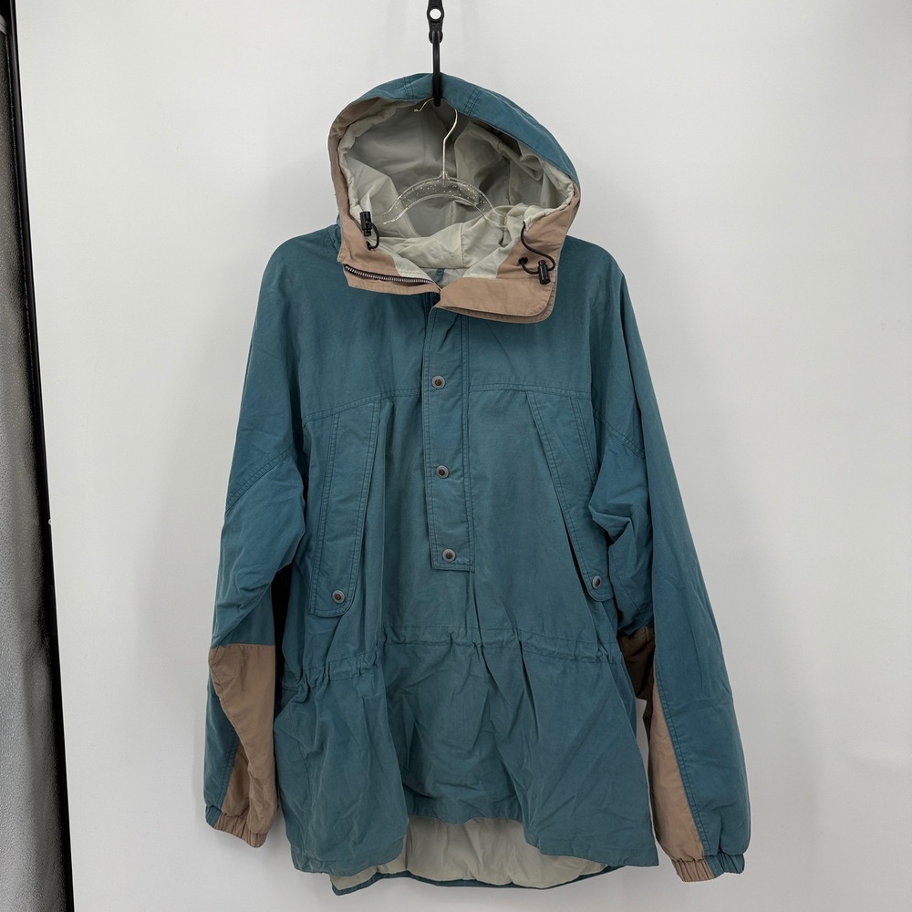 The Territory Ahead Mens XL Anorak Jacket Pullover Hooded Blue Tan‎